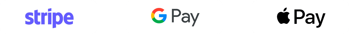 Akzeptierte Zahlungsmethoden: Stripe, Google Pay, Apple Pay